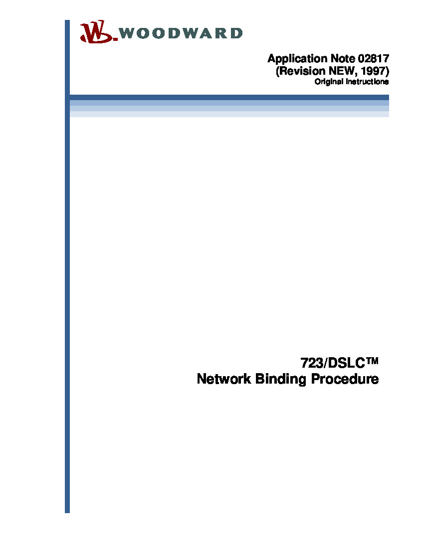 First Page Image of 9907-032 Woodward 723DSLC Network Binding Procedure 02817.pdf